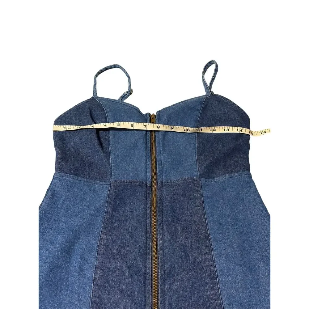 Derek Heart Tow-Tone Color Block Denim Mini Dress Women's Size S - Picture 2 of 6